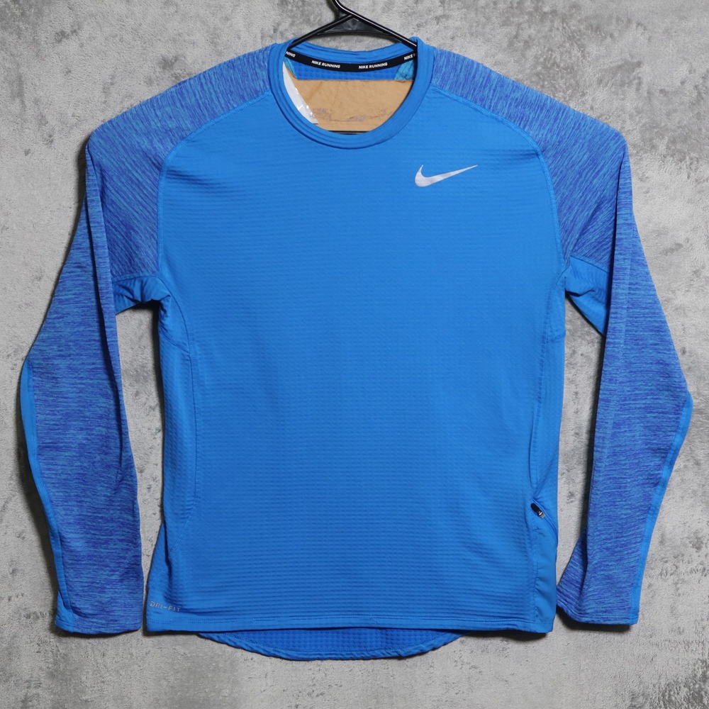 Nike Shirt Mens Medium Blue Therma Sphere Element Long Sleeve Running 857827-406
